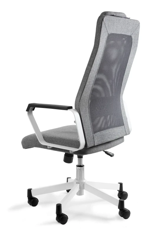 Fotel biurowy na kółkach Fox biały/szary