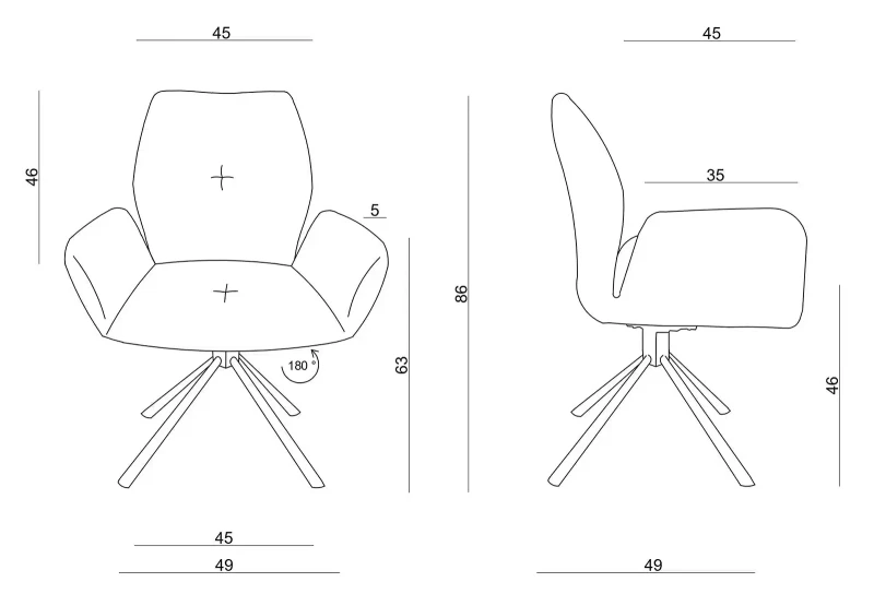 Fotel obrotowy krzesło Alice tapicerowany Szary