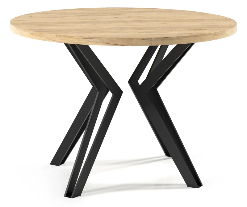 Stół rozkładany Krest 120-196 cm do jadalni salonu okrągły - dąb craft
