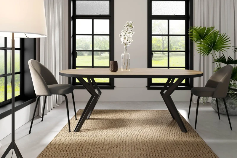 Stół rozkładany Krest 120-196 cm do jadalni salonu okrągły - dąb craft