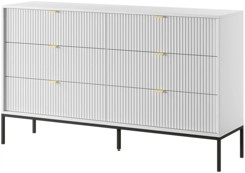 Komoda Nova 154cm z szufladami biała - stelaż czarny
