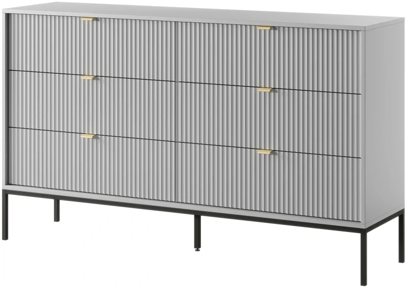 Komoda Nova 154cm z szufladami szara - stelaż czarny