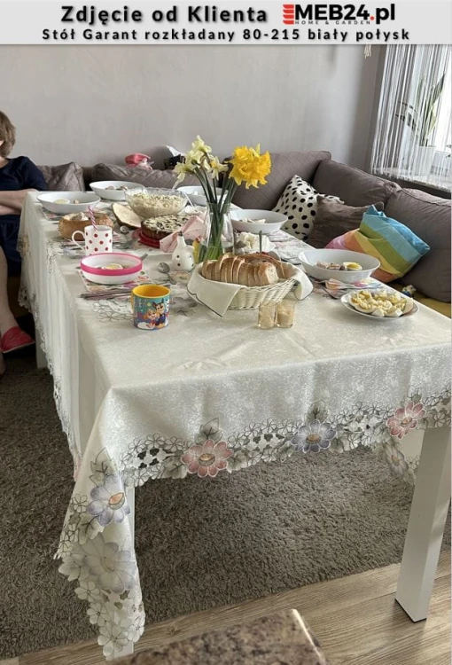 Stół Garant rozkładany 80-215 biały połysk - zdjęcie od klienta
