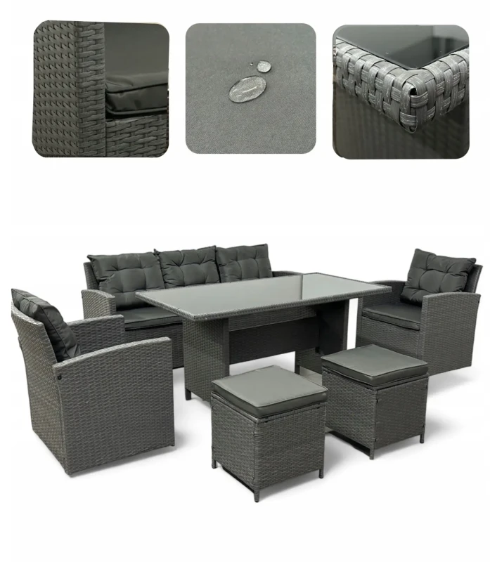Zestaw mebli ogrodowych z technorattanu Maxipolo Szary