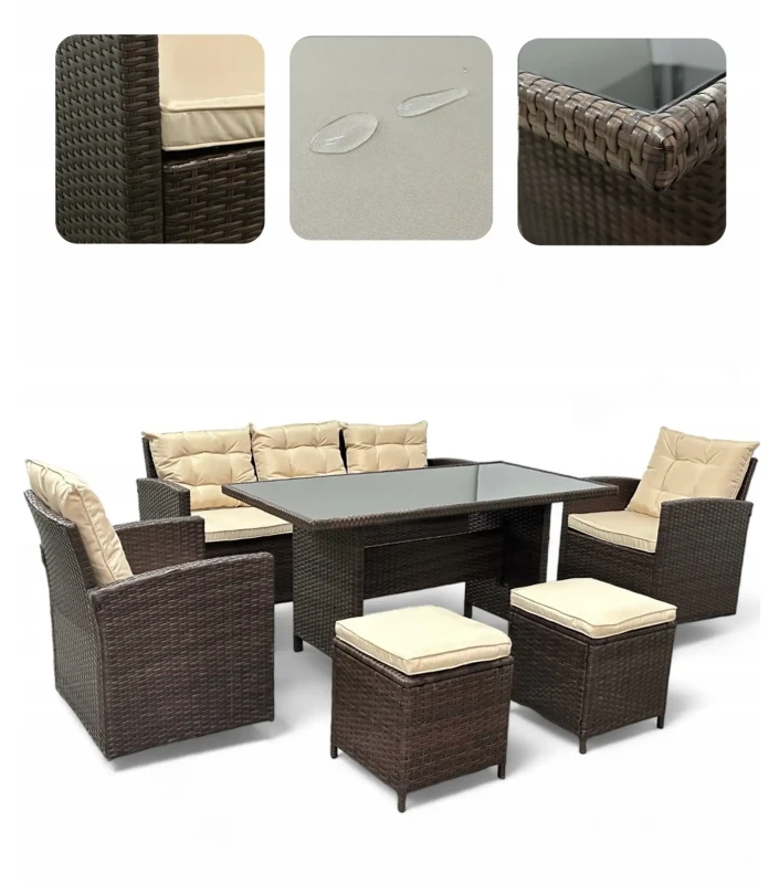 Zestaw mebli ogrodowych z technorattanu Maxipolo Brąz