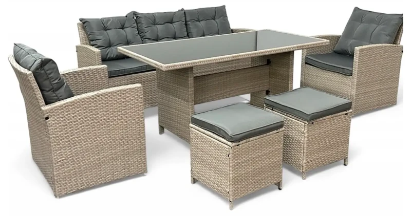 Zestaw mebli ogrodowych z technorattanu Maxipolo Jasny beż