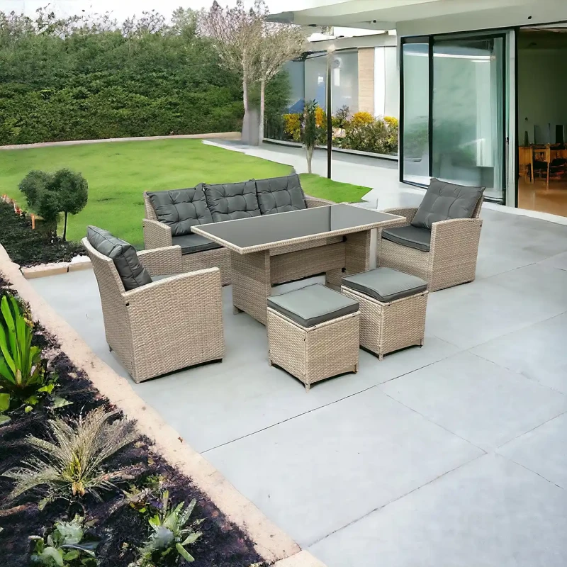 Zestaw mebli ogrodowych z technorattanu Maxipolo Jasny beż