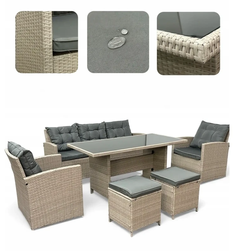 Zestaw mebli ogrodowych z technorattanu Maxipolo Jasny beż