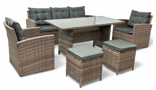 Zestaw mebli ogrodowych z technorattanu Maxipolo Jasny brąz