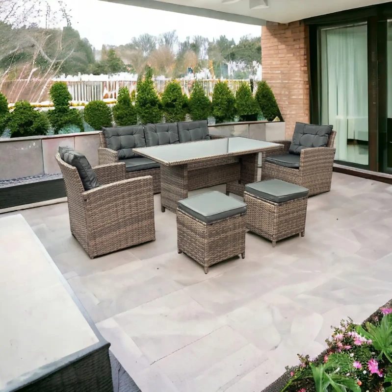 Zestaw mebli ogrodowych z technorattanu Maxipolo Jasny brąz