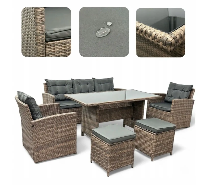 Zestaw mebli ogrodowych z technorattanu Maxipolo Jasny brąz