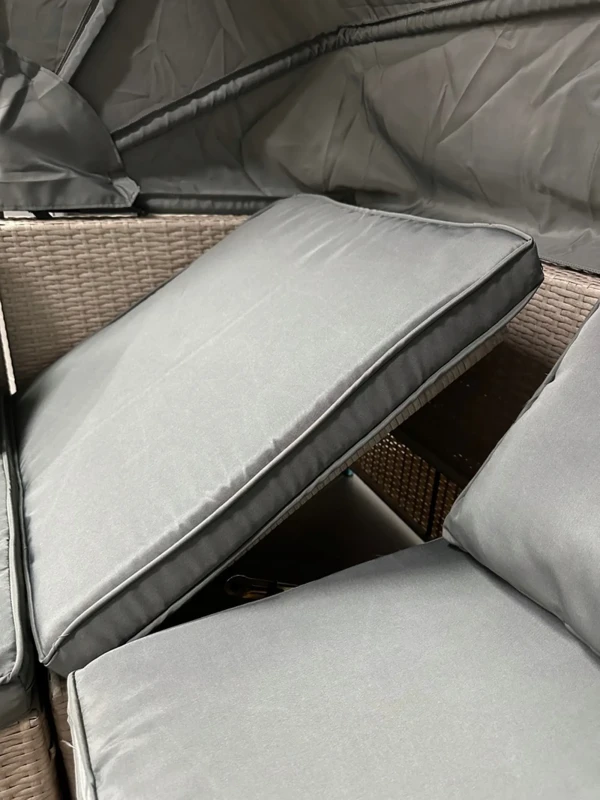 Zestaw ogrodowy wielofunkcyjny Elitar leżanka narożnik + stolik ze schowkiem - regulacja poduszki