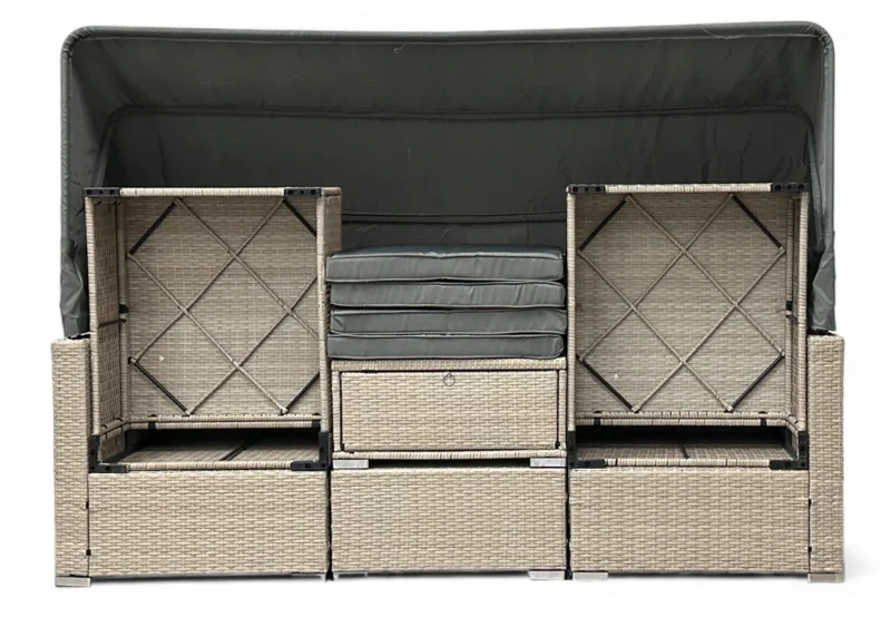 Zestaw ogrodowy wielofunkcyjny Elitar leżanka narożnik + stolik ze schowkiem - składanie na zimę