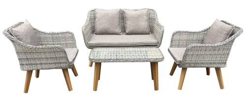 Elegancki zestaw ogrodowy Laura z technorattanu szary melanż