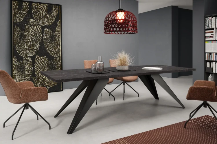 Stół rozkładany Ronic 140-240 cm do jadalni salonu - Black Pietra Grigia