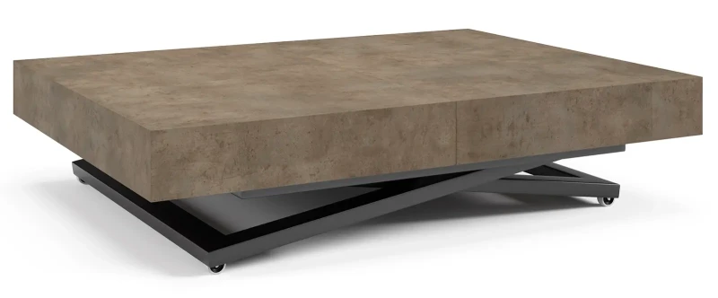 Ławostół rozkładany Sonic U 120-200 cm do salonu - Dark Grey Chicago Concrete