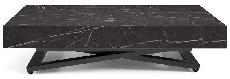 Ławostół rozkładany Sonic U 120-200 cm do salonu - Black Pietra Grigia