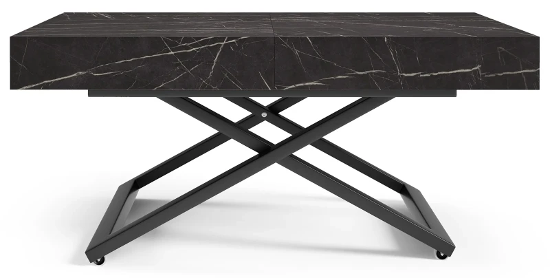 Ławostół rozkładany Sonic U 120-200 cm do salonu - Black Pietra Grigia