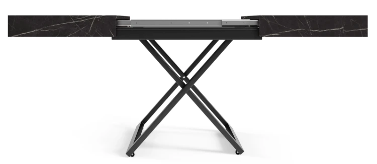 Ławostół rozkładany Sonic U 120-200 cm do salonu - Black Pietra Grigia