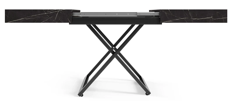 Ławostół rozkładany Sonic U 120-200 cm do salonu - Black Pietra Grigia