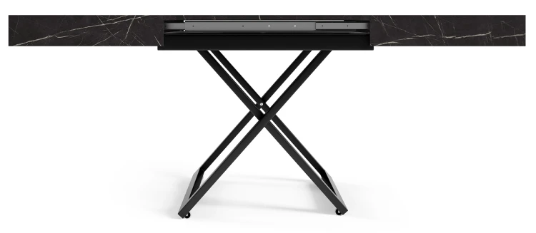 Ławostół rozkładany Sonic U 120-200 cm do salonu - Black Pietra Grigia