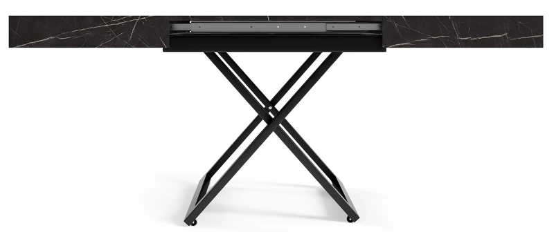 Ławostół rozkładany Sonic U 120-200 cm do salonu - Black Pietra Grigia