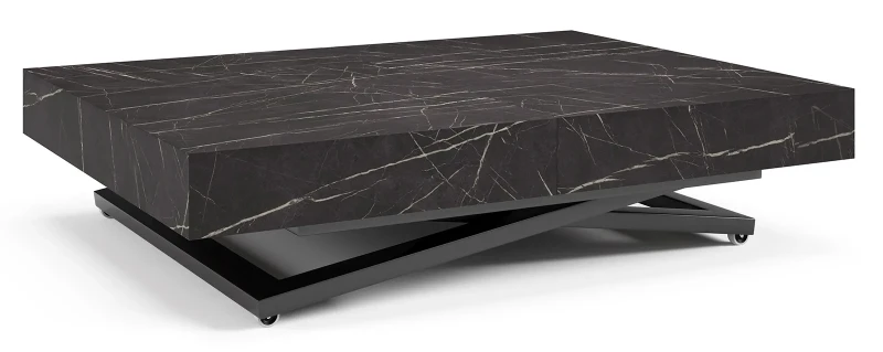 Ławostół rozkładany Sonic U 120-200 cm do salonu - Black Pietra Grigia