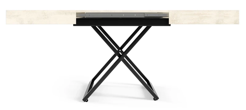 Ławostół rozkładany Sonic U 120-200 cm do salonu - White Chromix