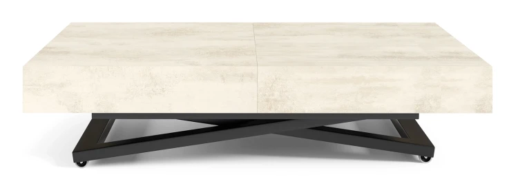 Ławostół rozkładany Sonic U 120-200 cm do salonu - White Chromix