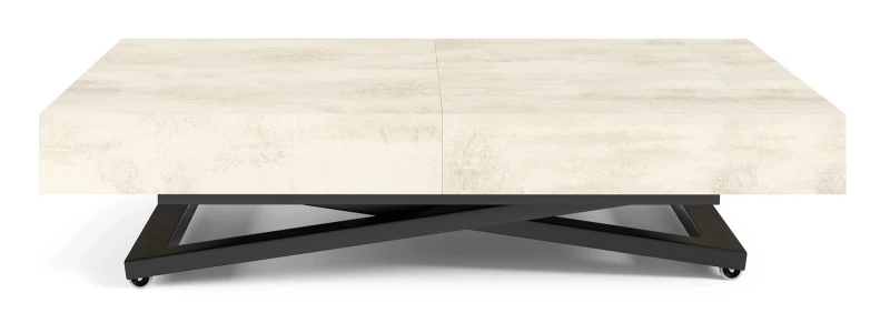 Ławostół rozkładany Sonic U 120-200 cm do salonu - White Chromix