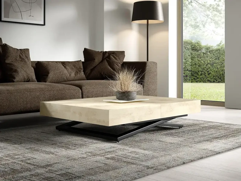 Ławostół rozkładany Sonic U 120-200 cm do salonu - White Chromix