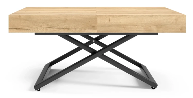 Ławostół rozkładany Sonic U 120-200 cm do salonu - Natural Halifax Oak