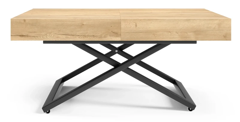 Ławostół rozkładany Sonic U 120-200 cm do salonu - Natural Halifax Oak