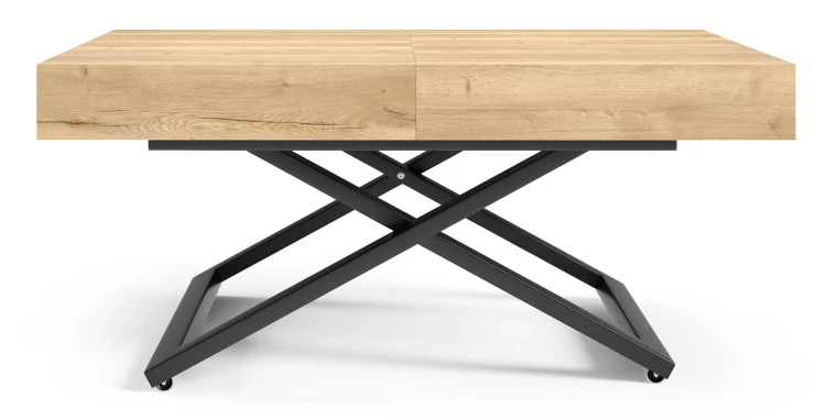 Ławostół rozkładany Sonic U 120-200 cm do salonu - Natural Halifax Oak