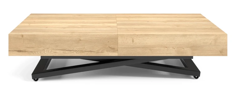 Ławostół rozkładany Sonic U 120-200 cm do salonu - Natural Halifax Oak