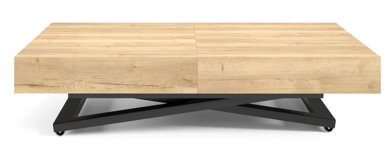 Ławostół rozkładany Sonic U 120-200 cm do salonu - Natural Halifax Oak