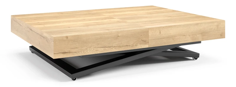 Ławostół rozkładany Sonic U 120-200 cm do salonu - Natural Halifax Oak