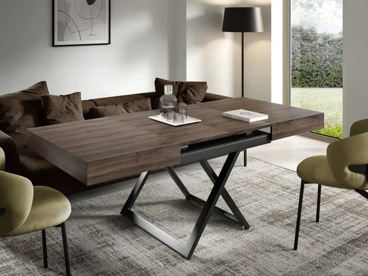Ławostół rozkładany Sonic U 120-200 cm do salonu - Anthracite Sherman Oak