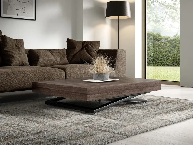 Ławostół rozkładany Sonic U 120-200 cm do salonu - Anthracite Sherman Oak