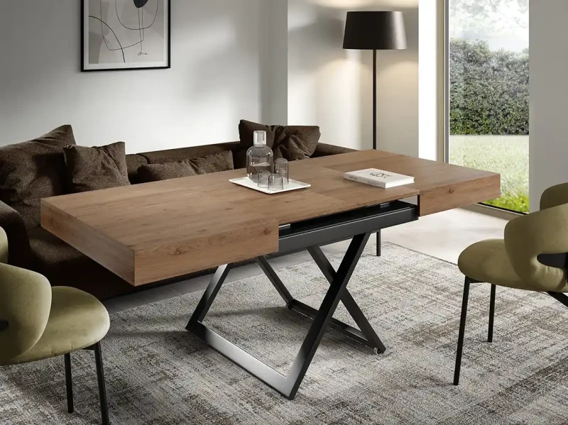 Ławostół rozkładany Sonic U 120-200 cm do salonu -  Truffle Brown Davos Oak