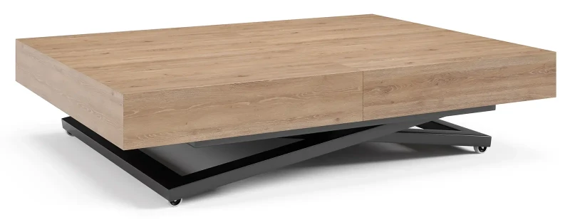 Ławostół rozkładany Sonic U 120-200 cm do salonu -  Truffle Brown Davos Oak