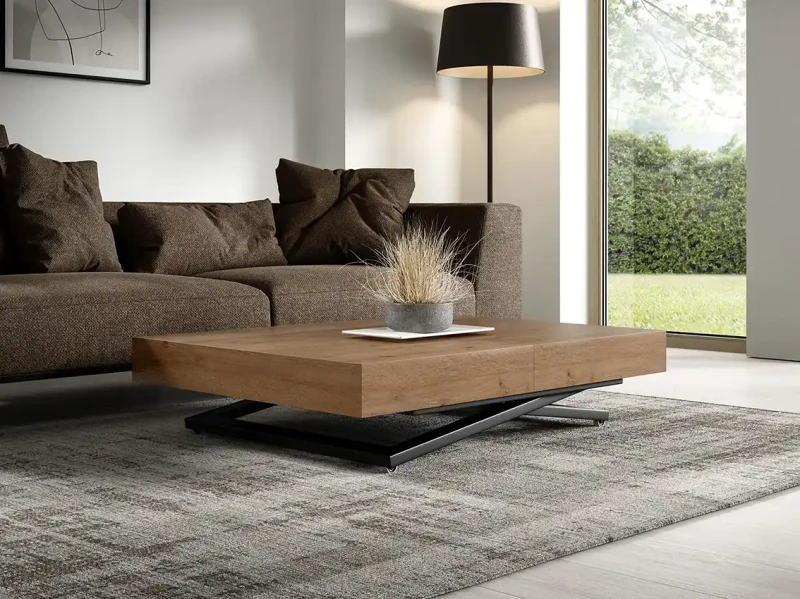 Ławostół rozkładany Sonic U 120-200 cm do salonu -  Truffle Brown Davos Oak