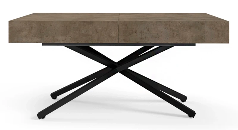 Ławostół rozkładany Sonic X 120-200 cm do salonu  - Dark Grey Chicago Concrete