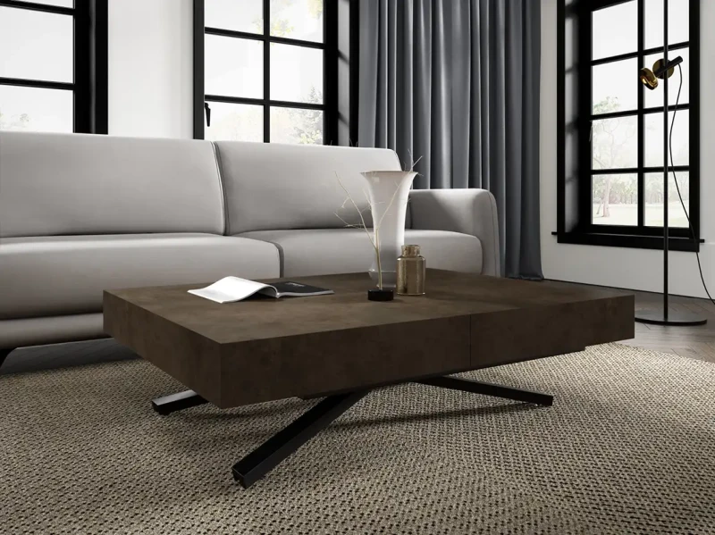 Ławostół rozkładany Sonic X 120-200 cm do salonu  - Dark Grey Chicago Concrete