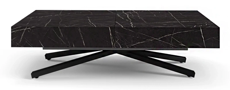 Ławostół rozkładany Sonic X 120-200 cm do salonu  - Black Pietra Grigia