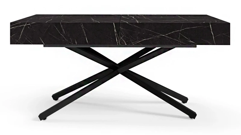 Ławostół rozkładany Sonic X 120-200 cm do salonu  - Black Pietra Grigia