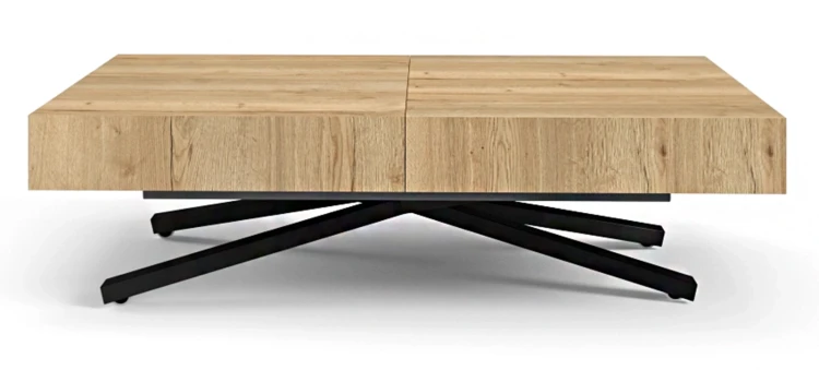 Ławostół rozkładany Sonic X 120-200 cm do salonu  - Natural Halifax Oak