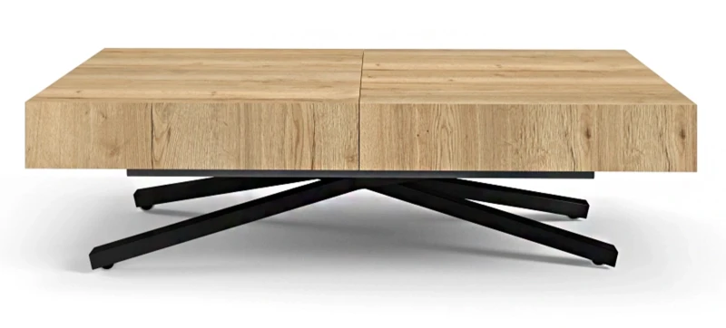 Ławostół rozkładany Sonic X 120-200 cm do salonu  - Natural Halifax Oak