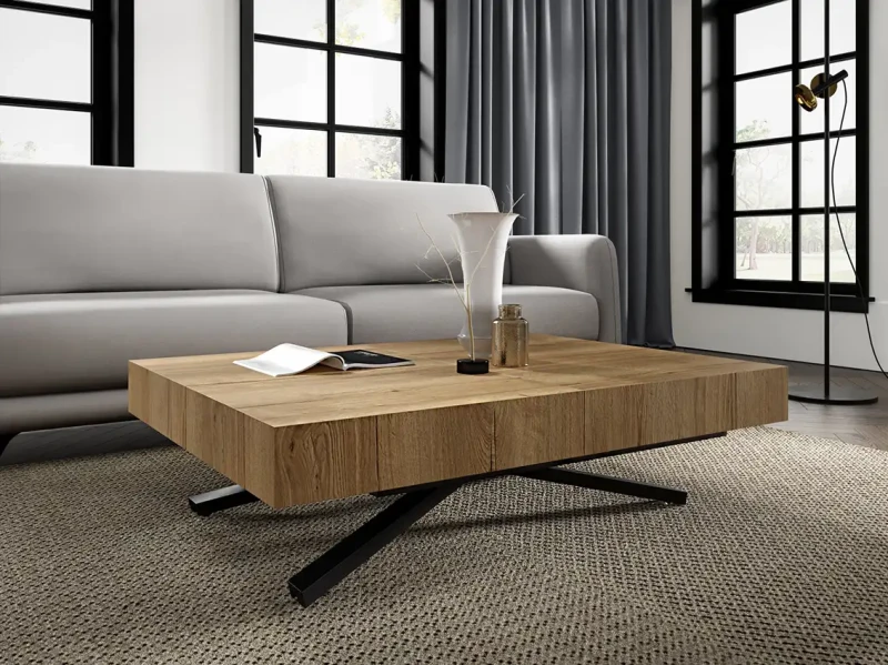 Ławostół rozkładany Sonic X 120-200 cm do salonu  - Natural Halifax Oak