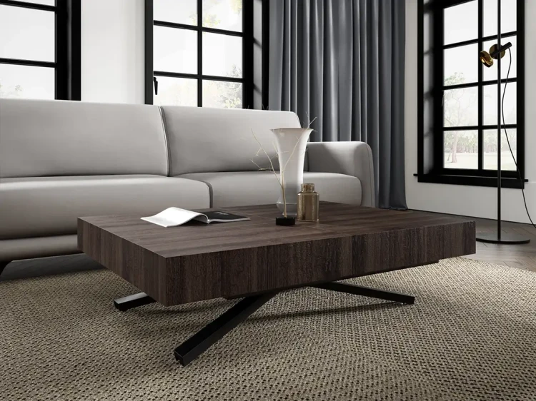 Ławostół rozkładany Sonic X 120-200 cm do salonu  - Anthracite Sherman Oak